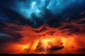 Dramatic thunderstorm sky for sky replacements with vibrant colors - background stock concepts