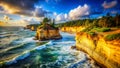 Dramatic TiltShift Seascape Captures Miniature Sandstone Cliffs at Cape Arago Oregon Coast A Stunning Perspective on Royalty Free Stock Photo