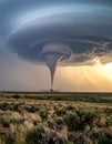 Dramatic Tornado Touches Down at Sunset Royalty Free Stock Photo