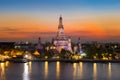 Dramatic twilight background after sunset, Arun temple waterfront