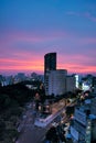 Dramatic twilight sky over the city of Saigon, Vietnam Ho Chi Minh City.