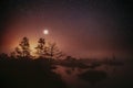 Dramatic Twilight Sky With Rising Planet Venus Over Swamp Landsc