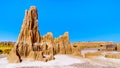 The dramatic and unique natural Hoodoo Sculpture in Cathedral Gorge State Park in the Nevada Desert Royalty Free Stock Photo