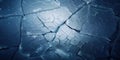 Dramatic, up-close shot of a crack forming in the ice of a frozen lake , concept of Fracture