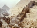 Old Kingdom pyramid ramp limestone hauling scene Royalty Free Stock Photo