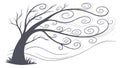 Wind-Blown Bare Tree, Artistic Nature Silhouette, vector design Generative AI Royalty Free Stock Photo