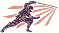 Bold Ninja Attack, Samurai Spirit, Eastern Martial Art, vector design Generative AI Royalty Free Stock Photo