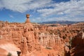 Dramatic view on Amphitheater rocks and Thor`s Hammer in Bryce canyon national park Royalty Free Stock Photo
