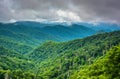 Dramatic view of the Appalachian Mountains from Newfound Gap Road, at Great Smoky Mountains National Park, Tennessee. Royalty Free Stock Photo