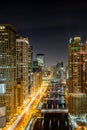 Chicago at Night - Wacker Drive Royalty Free Stock Photo