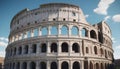 Dramatic view of The Colosseum is one of the main tourist attractions in Rome. Generative AI Royalty Free Stock Photo