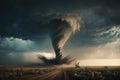 Dramatic view of coming Tornado. Generative AI