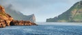 Dramatic view on Drangarnir and Tindholmur sea stacks