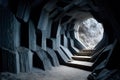 Futuristic Stone Tunnel Design with Geometric Patterns for Architectural Inspiration Generative AI Royalty Free Stock Photo