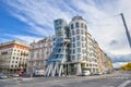 Dramatic view on moder building Dancing House or Fred and Ginger. Nationale-Nederlanden building on the RaÃÂ¡ÃÂ­n Embankment