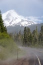 Misty scene on highway 35 as it passes Mount Hood Royalty Free Stock Photo