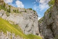 Dramatic view of the nature geological wonder of Malham Cove in the heart of the Yorkshire Dales. Royalty Free Stock Photo