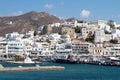 Dramatic view of the old harbor and town at Naxos island, Greece