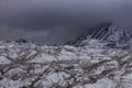 Dramatic view over gloomy Ngozumpa glacier in.