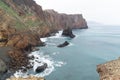 Ponta de Sao Lourenco cliffs, rocks and orange mountains in Atlantic ocean, Madeira, Portugal Royalty Free Stock Photo