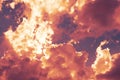 Dramatic view of a red clouds in the sunset sky Royalty Free Stock Photo