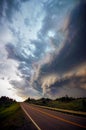 Dramatic view of wall clouds and thunderstorm over a free highway, Montana, USA Royalty Free Stock Photo