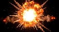 Intense orange detonation with fiery sparks and smoke Royalty Free Stock Photo
