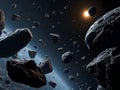 Asteroid Field: A Dangerous Dance Among Space Rocks Royalty Free Stock Photo