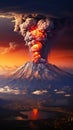 Dramatic volcanic eruption in Kamchatka at sunset, Tolbachik volcano showcased Royalty Free Stock Photo