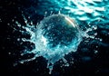 dramatic water splash top view with splash and air bubble realistic illustration Royalty Free Stock Photo