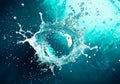 dramatic water splash top view with splash and air bubble realistic illustration Royalty Free Stock Photo