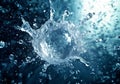 dramatic water splash top view with splash and air bubble realistic illustration Royalty Free Stock Photo