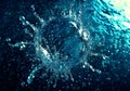 dramatic water splash top view with splash and air bubble realistic illustration Royalty Free Stock Photo