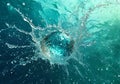 dramatic water splash top view with splash and air bubble realistic illustration Royalty Free Stock Photo