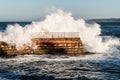 Dramatic Wave Crashing Over Children's Pool Seawall