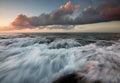 Dramatic waves at sunset in Kudat, Sabah, Borneo, East Malaysia