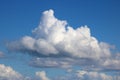 Dramatic white clouds in blue sky on sunny day