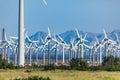 Dramatic Wind Turbine Farm in the Desert of California. Royalty Free Stock Photo