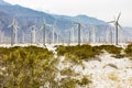 Dramatic Wind Turbine Farm in the Desert of California. Royalty Free Stock Photo