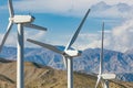 Dramatic Wind Turbine Farm in the Desert of California. Royalty Free Stock Photo