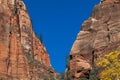 Dramatic Zion Cliffs with Blue Sky Royalty Free Stock Photo