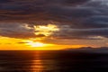 Dramatical coastal sunrise scene in north Spain, Cantabria Royalty Free Stock Photo