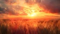 dramatical cornfield sunset Royalty Free Stock Photo