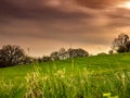 Dramatically lit clouds from the sun, just before the storm Royalty Free Stock Photo