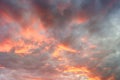 Dramatics sunset sky for background. Dramatic sunset sky with clouds glowing red Royalty Free Stock Photo