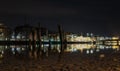 Drammenselva River flowing through Drammen at night Royalty Free Stock Photo