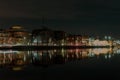 Drammenselva River flowing through Drammen at night Royalty Free Stock Photo