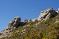 Dramtic rocky ridge on the Cavall Verd, near Benimaurell, Vall de Laguar, Alicate Province, Spain Royalty Free Stock Photo