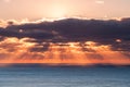 Dramatic cloudy sky sunrise over Atlantic ocean Royalty Free Stock Photo