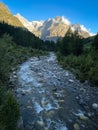 Dranse de Ferret river close to Les Granges on the TMB Royalty Free Stock Photo